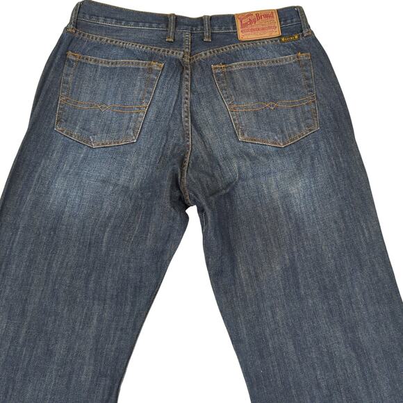 Lucky Brand‎ 181 Relaxed Straight Leg Jeans Dark Wash Men's Size 34 Short Rigid - Picture 5 of 10